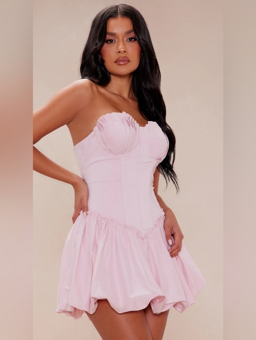 Melanie Poplin Bubble Corset Mini Dress